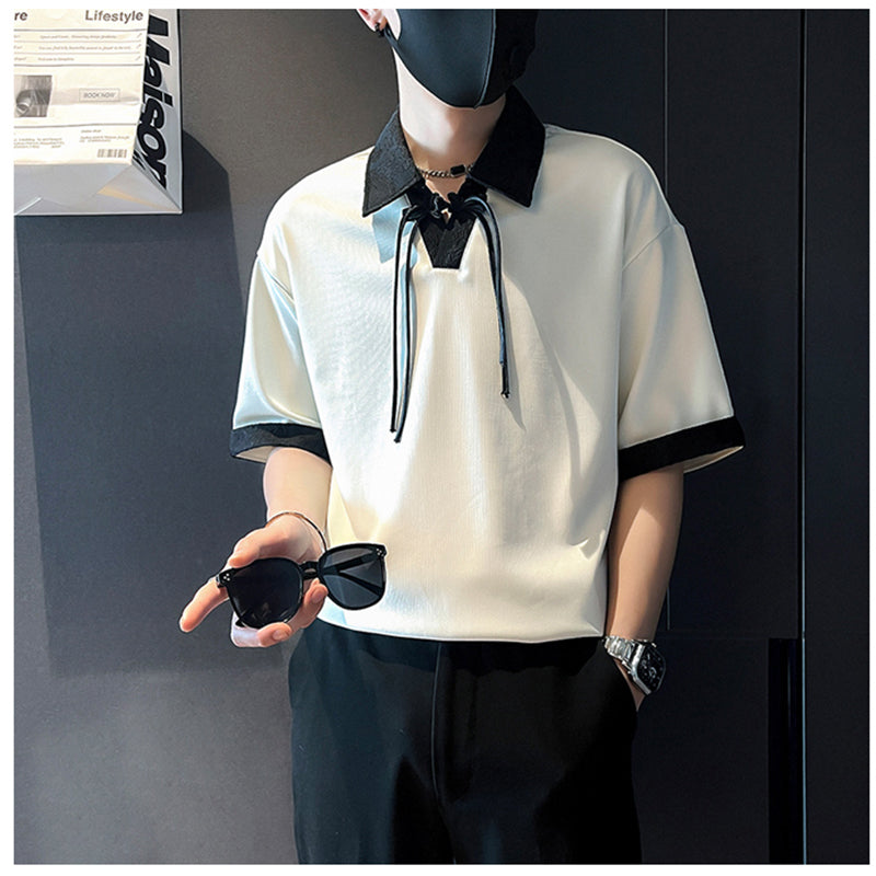 [BIGEMAN Series] ★China style tops★ 2color shirt, bamboo pattern, bamboo, short sleeves, unisex, men's, large size, black white