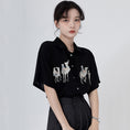 Load image into Gallery viewer, [HUAYUXIN Series] ★Tops★ 2color Shirt Short Sleeve Embroidery Women's Temperament Enhancement Chiffon Black White
