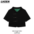 Load image into Gallery viewer, [LHSEN Series]★Chinese Style Tops★ Shirt Short Sleeve Outerwear Black Retro Cute Women's Chinese Clothes
