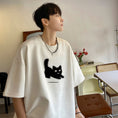 Gallery viewerに画像を読み込む, 【NANSHIシリーズ】★Tシャツ★ 5color トップス 半袖 男女兼用 メンズ 大きいサイズ スエード 猫 猫柄 ねこ ネコ
