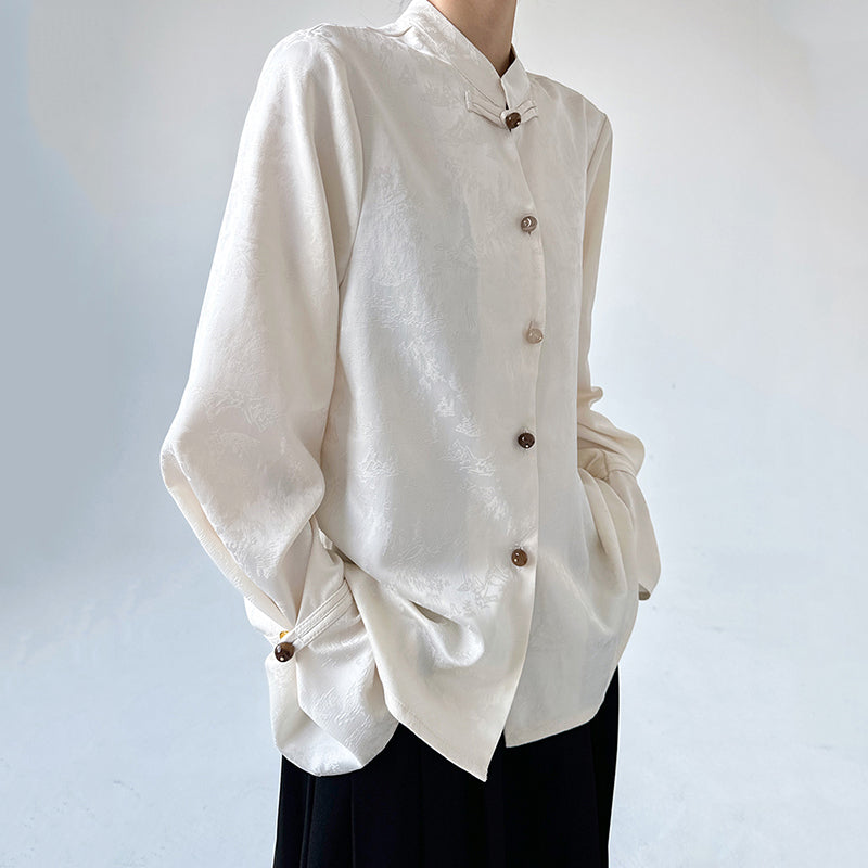 [MUYUZI Series]★China Style Shirt★ 2color Tops Long Sleeve Shirt Women's Chinese Clothing Improves Temperament