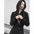 Load image into Gallery viewer, ✿New item! [Big Blue Dragon Series] ★China style hoodie★ Tops Short length China button Black Black
