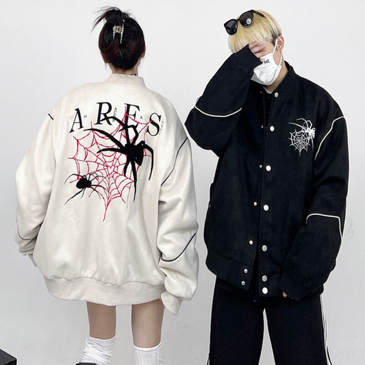 [CEDY Series]★Jacket★ 2color Outerwear Stadium Jacket Unisex Men's Spider Cool Black Apricot