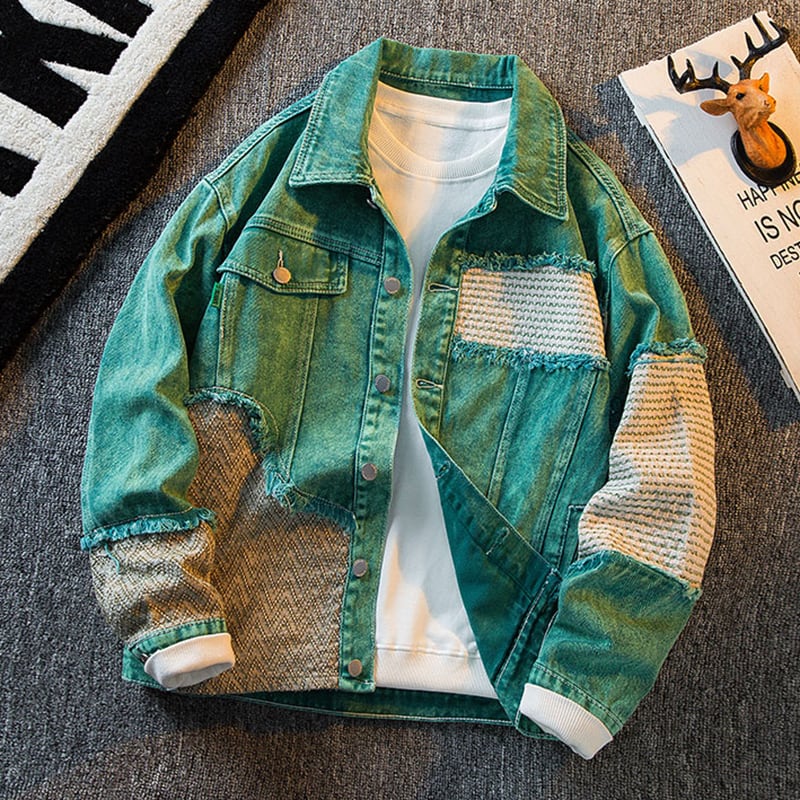 [HPCP Series]★Jacket★ Outerwear Unisex Men's Switchable Denim Jacket Stylish Green Green