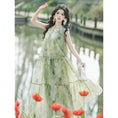 Load image into Gallery viewer, [XIXI Series] ★Chinese-style dress★ Hanging dress, floral pattern, cute, for dates, commuting, weddings, green
