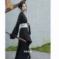 Load image into Gallery viewer, ✿New item! [Da Qinglong Shu Series]★Chinese style dress★ Belted dress Hanfu dress V neck long length Black Black
