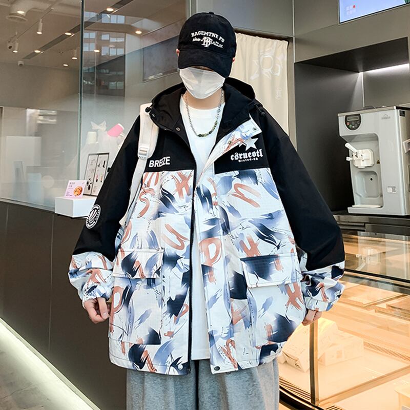 [PAIWEISEN Series] ★Jacket★ 2color outerwear unisex men's color scheme graffiti fashion casual