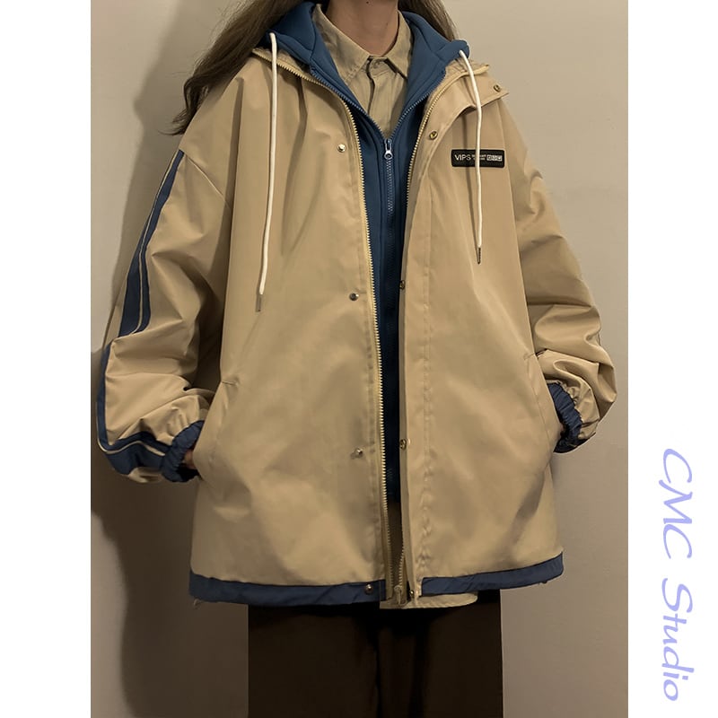 [CHAOMEICHEN Series]★Jacket★ 4color Outerwear Faux Layered Unisex Men's Large Size