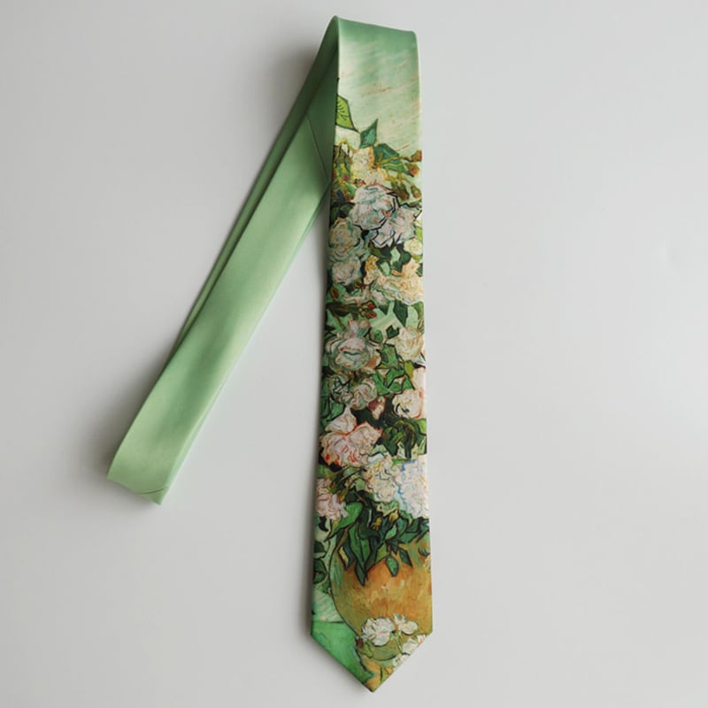 [Daiki Series]★Tie★ Accessory Decoration Oil Painting Style Men's Birthday Present Green Green Cute