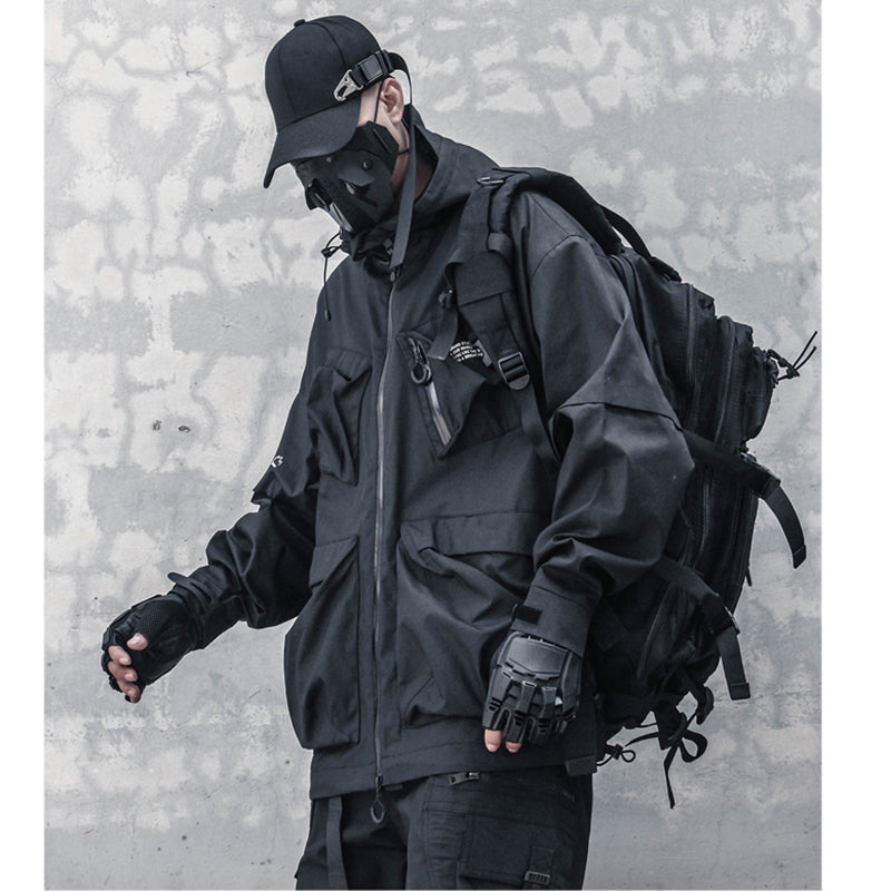 [WL Series] ★Jacket★ Outerwear with hood, unisex, men's casual, black, large pockets