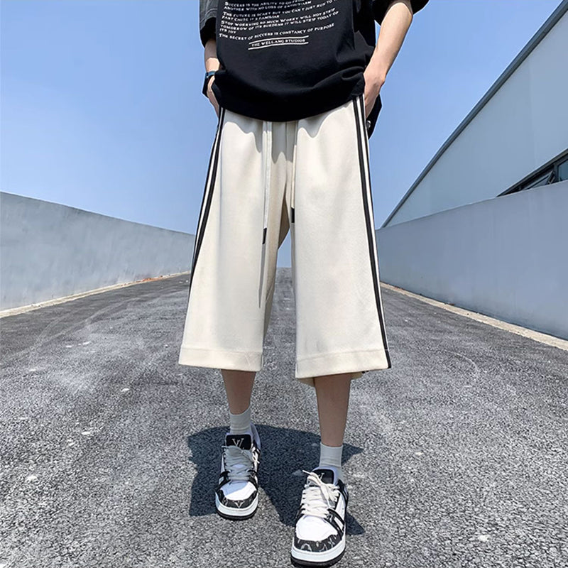 [LGH Series] ★Casual pants★ 2 colors, 7/8 length, shorts, short pants, trousers, bottoms, unisex, men's, large size, vertical stripes, star pattern