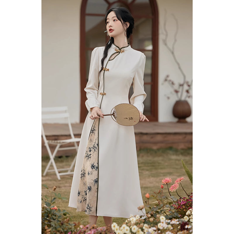 [Hanamori Series]★Chinese style dress★ Improved Chinese dress, fake layered, cute Chinese clothing