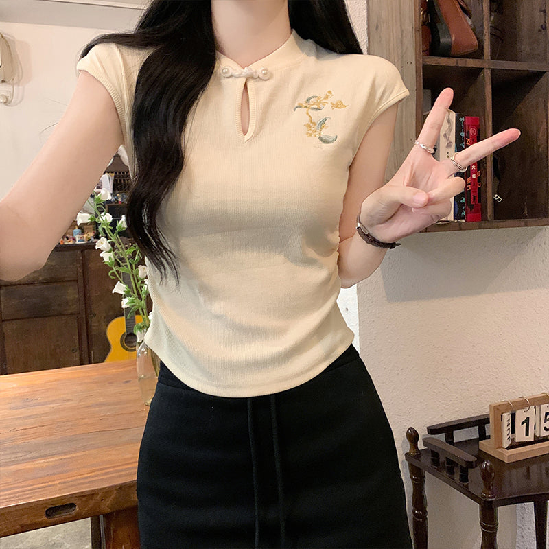 [TUANTUAN series] ★Chinese style tops★ 4color T-shirts for women, slimming, sexy, stylish design