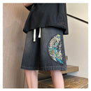 [WRZB Series] ★Chinese-style pants★ 2 colors, embroidered shorts, short pants, bottoms, unisex, men's, large size, denim