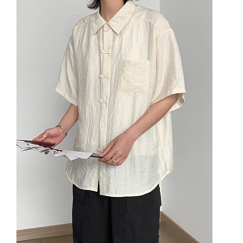 [SENSU Series] ★Chinese-style tops★ Shirt, short-sleeved shirt, unisex, men's, simple, Chinese clothing, summer clothing