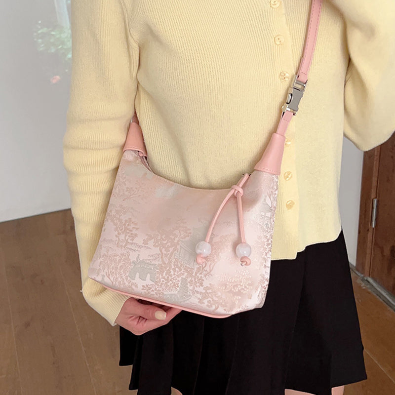 [DAZE &amp; ERPANG series] ★Bag★ Check pattern, floral pattern, cute, date, commuting, OL, office, rectangular, improves temperament