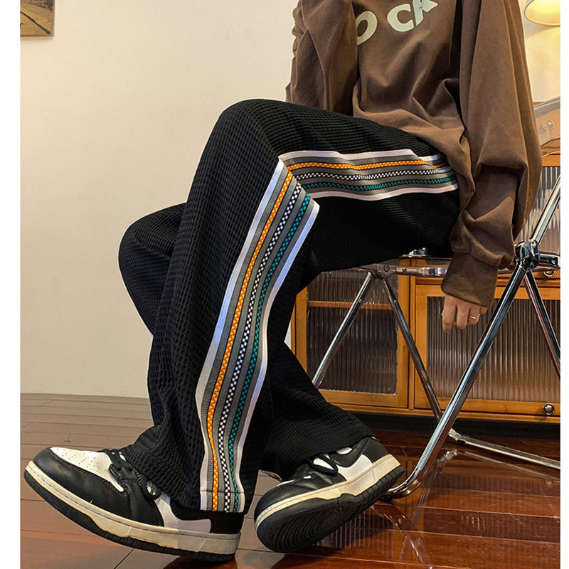 [YANDAN Series]★Casual Pants★ 3color Pants Bottoms Vertical Stripes Striped Pattern Unisex Men's Large Size Black Green