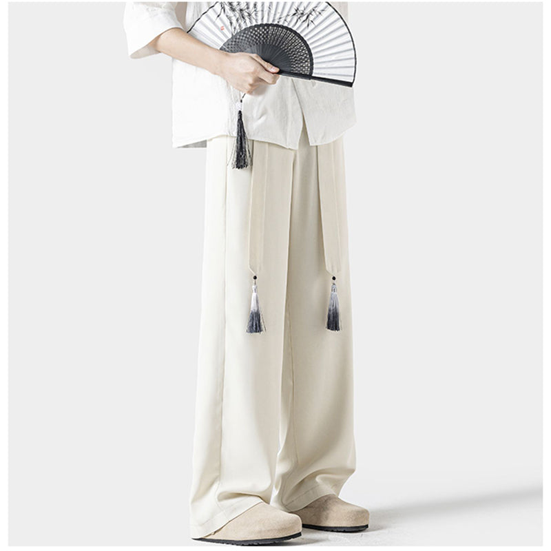 [BIGEMAN Series]★China style pants★ 2color casual pants bottoms unisex men's large size black beige fringe