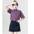 Load image into Gallery viewer, [WEIWU Series] ★Shirt★ 2 colors Short sleeve Tops for women Easy to match Improve your style Purple Beige
