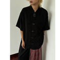 Load image into Gallery viewer, [Sameuoo Series] ★Chinese-style top★ Shirt, short sleeves, stylish design, black, casual, easy to match
