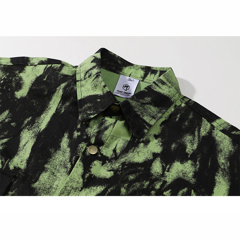 [KUBA Series]★Shirt★ 2color Tops Long Sleeve Shirt Unisex Men's Tie-dye Black Green