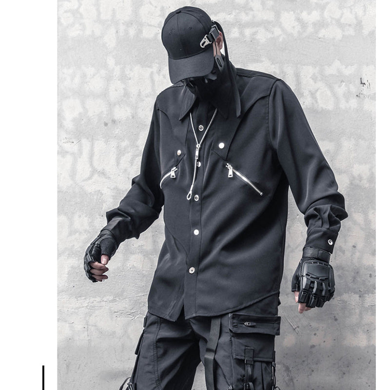 [WL Series]★Shirt★ Tops, long sleeve shirt, unisex, men's black, easy to match, stylish