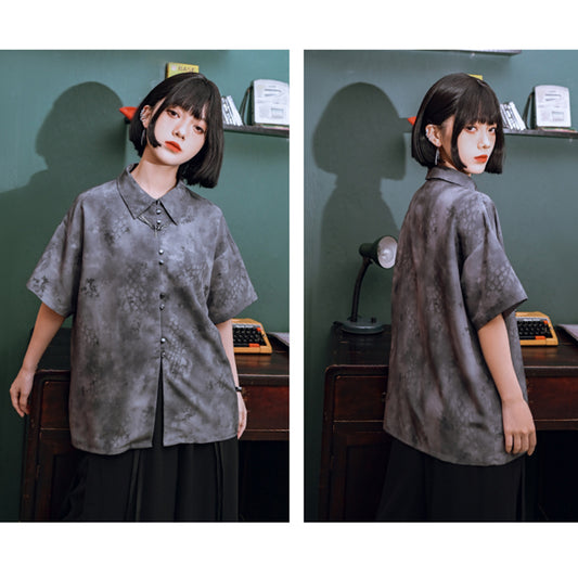 [Kokaisha---Dragon Dye Series] ★Chinese-style tops★ Short-sleeved tops, short-sleeved shirts, prints, tie-dyeing, unique, original