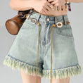 Load image into Gallery viewer, [Flower Series] ★Shorts★ Shorts Pants Denim 2color Easy to match Summer SML Blue Black
