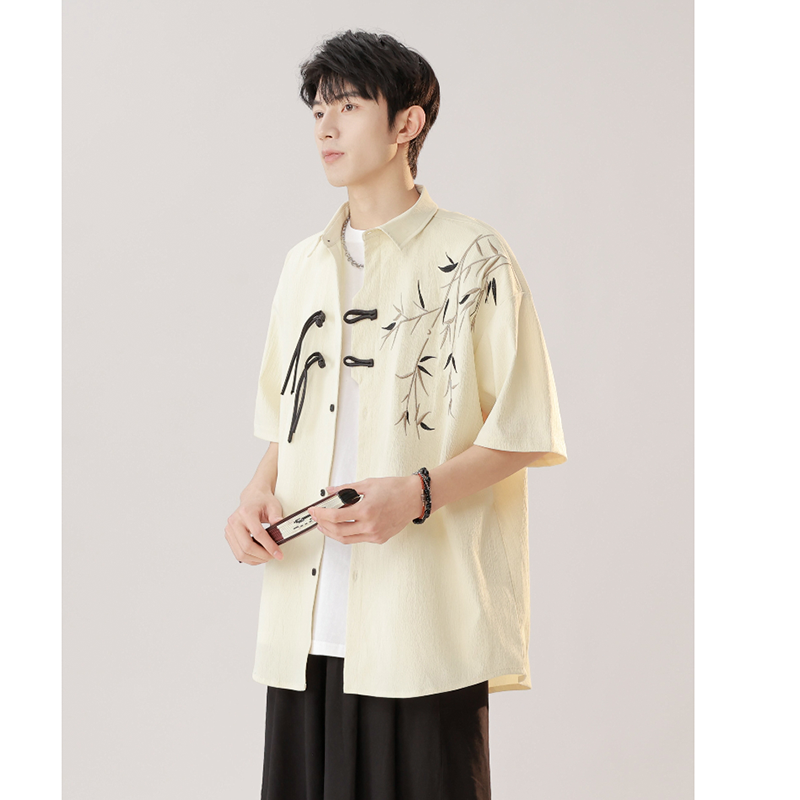 [Gao Jie Series] ★Chinese-style tops★ 2 colors Shirts Short sleeves Unisex Men's Large sizes Unique Casual