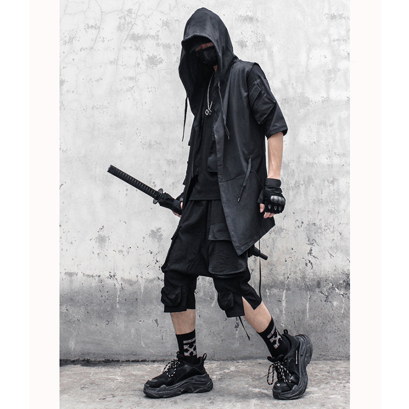 [WL Series] ★Outer★ Short sleeve type or long sleeve type Cloak with hood Unisex Men's Large size