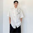 Load image into Gallery viewer, [ZHUIYI series] ★Chinese style tops★ 2 colors Shirt Short sleeve Bamboo Bamboo pattern Panda Men's Black White Chinese clothing
