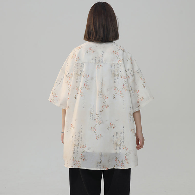 [SENSU Series] ★Chinese-style tops★ Shirt, short-sleeved shirt, unisex, men's, Chinese buttons, floral pattern