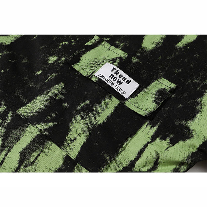 [KUBA Series]★Shirt★ 2color Tops Long Sleeve Shirt Unisex Men's Tie-dye Black Green