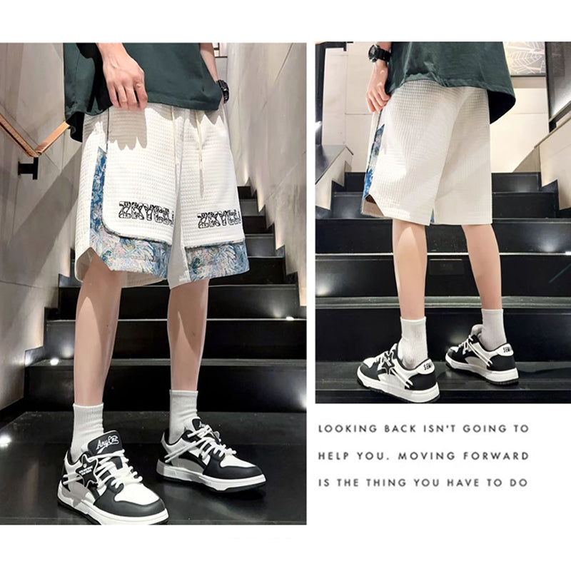 [XIHA Series] ★Shorts★ 3 colors Bottoms Shorts Unisex Men's Switching Black Beige Green