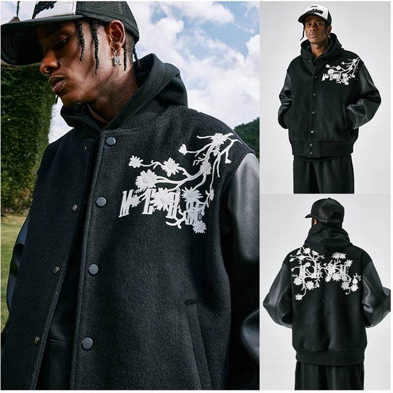 [FASHION series] ★Outerwear★ 2color embroidered stadium jacket, unisex, men's, women's, switching