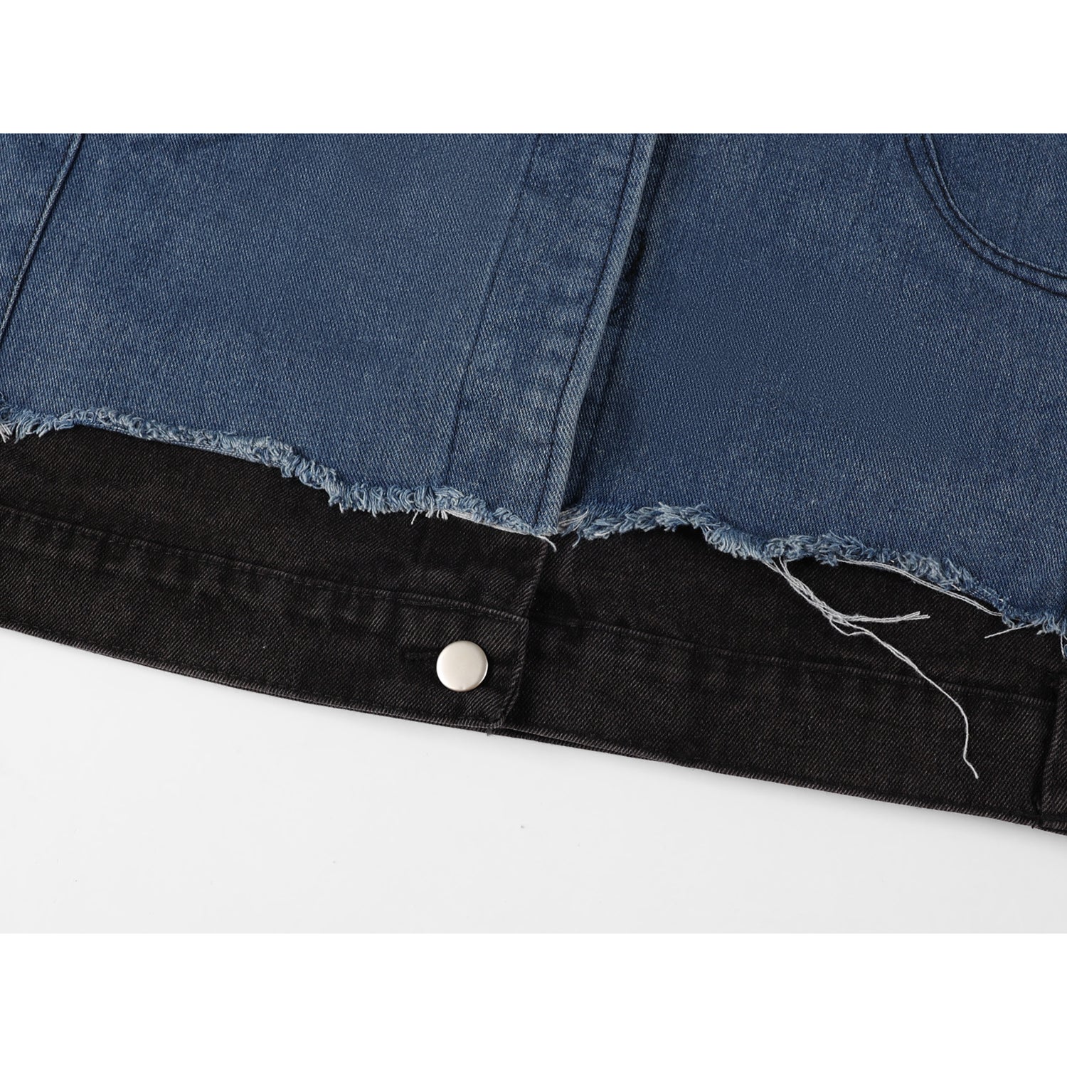 [LHSEN Series] ★Outer★ Jacket Switching Denim Easy to match with design Blue Blue