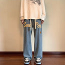 [Takashi Series]★Pants★ 2color Denim Pants Bottoms Unisex Men's Alphabet Black Blue