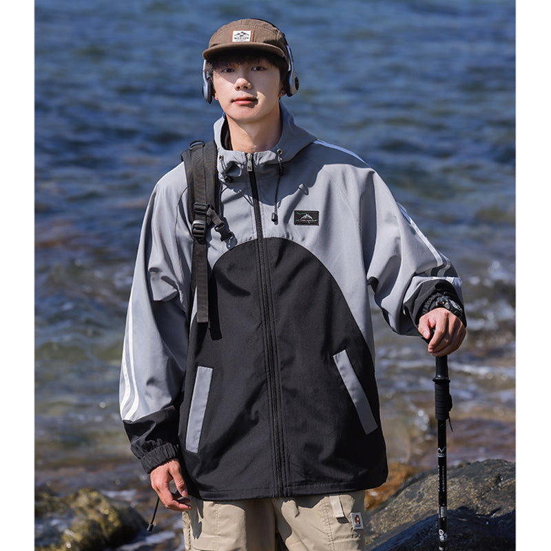 [V37 Series] ★Jacket★ 3color outerwear, unisex, men's color scheme, casual, easy to match, hat included