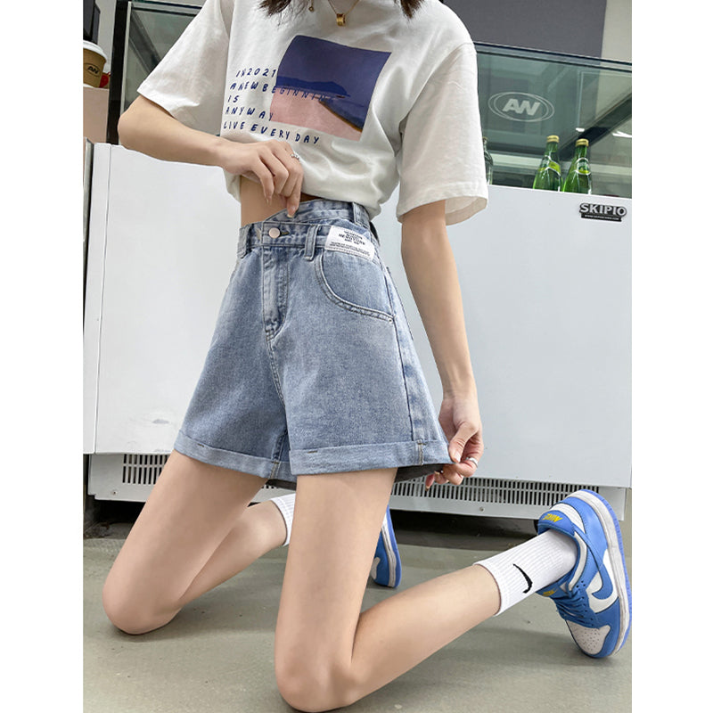 [Flower Series] ★Shorts★ Shorts Pants Denim 2color Easy to match Summer SML Blue Black