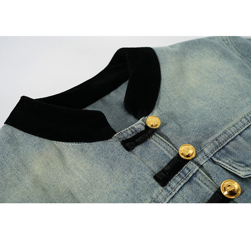 [Mage Designer Series] ★Outer★ Jacket Denim Jacket Jeans Blue Blue Ladies