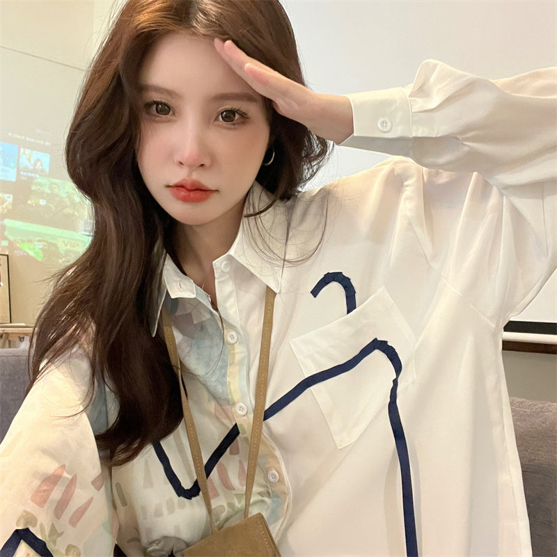 [YYCL Series]★Shirt★ Tops Long sleeve shirt Thin Fashion Cute Easy to match ML XL