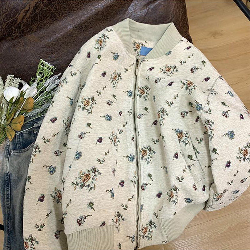 [BENGE Series]★Outerwear★ 2color Jacket Floral Pattern Ladies Casual Easy to Match