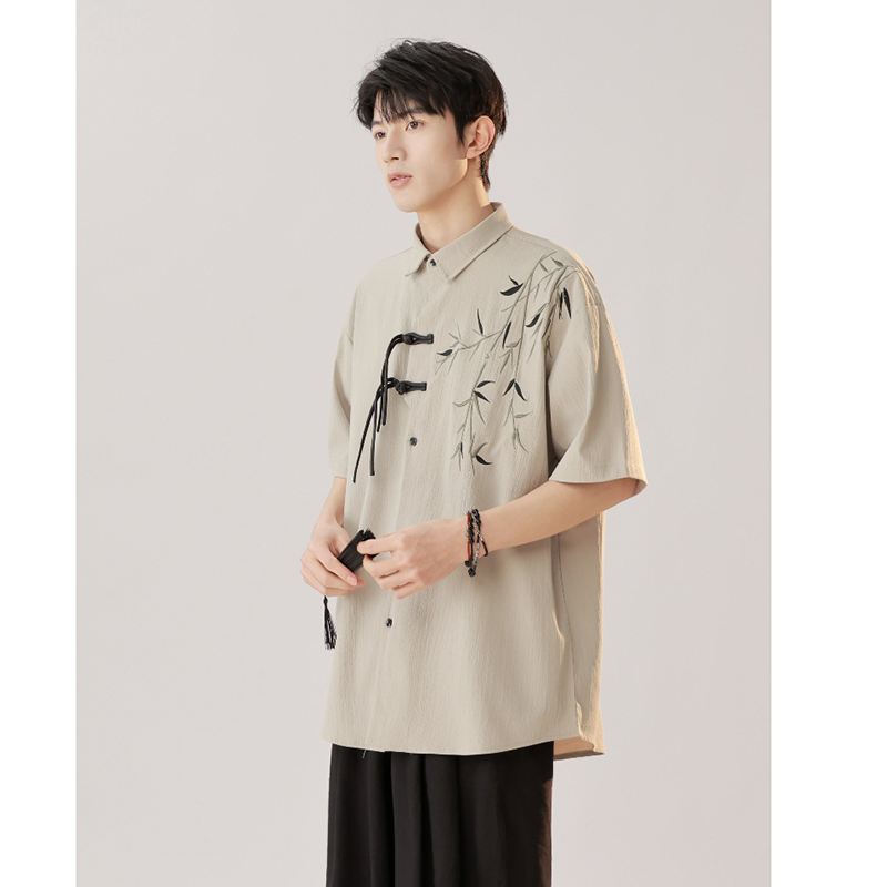 [Gao Jie Series] ★Chinese-style tops★ 2 colors Shirts Short sleeves Unisex Men's Large sizes Unique Casual