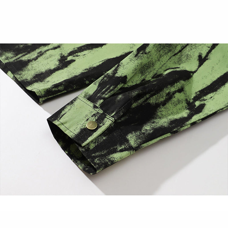 [KUBA Series]★Shirt★ 2color Tops Long Sleeve Shirt Unisex Men's Tie-dye Black Green