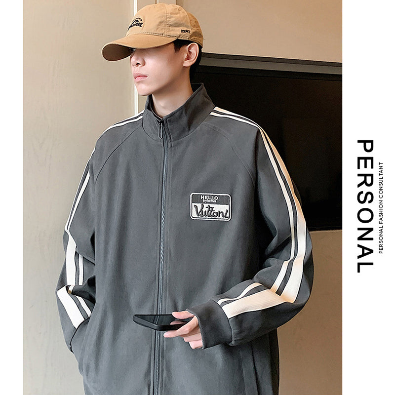 [VUUG Series] ★Jacket★ 5color outerwear unisex men's color scheme vertical stripes striped pattern easy to match