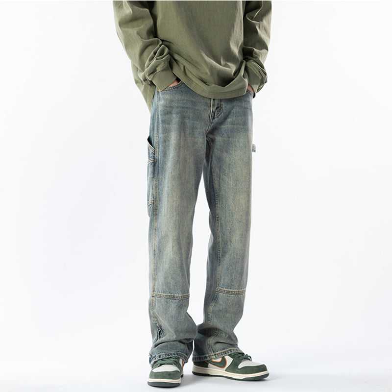 [V37 Series]★Pants★ 2color Denim Pants Bottoms Unisex Men's Simple Black Blue