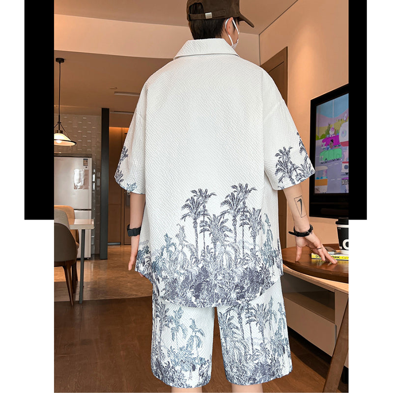 [WUSHE Series] ★Chinese style set up★ 3 colors Shirt + shorts Unisex Men's Large size Cool