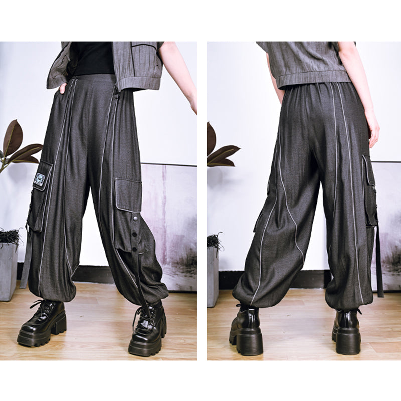 [Kokaisha---Butterfly Gin Series] Chinese-style trousers, bottoms, gaucho pants, original, slimming, switching, floral pattern