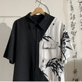 Load image into Gallery viewer, [BIGEMAN Series] ★China style tops★ 2color shirt, bamboo pattern, bamboo, short sleeves, unisex, men's, large size, black white
