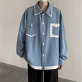 Load image into Gallery viewer, [Takashi Series]★Shirt★ 3color Tops Unisex Men's Fake Layered Blue Black White Casual
